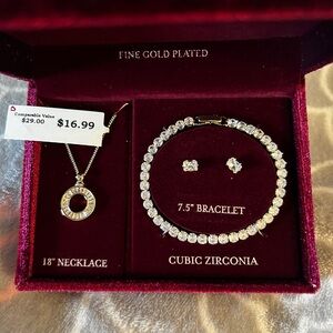 Elegant Gold Plated Jewelry Set with Cubic Zirconia